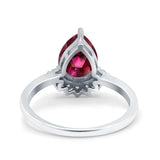 Teardrop Art Deco Pear Wedding Engagement Ring Round Simulated Cubic Zirconia 925 Sterling Silver
