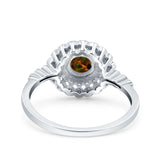 Halo Art Deco Wedding Engagement Bridal Ring Round Simulated Cubic Zirconia 925 Sterling Silver