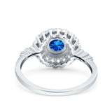 Halo Art Deco Wedding Engagement Bridal Ring Round Simulated Cubic Zirconia 925 Sterling Silver