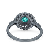Halo Art Deco Wedding Engagement Bridal Ring Round Simulated Cubic Zirconia 925 Sterling Silver