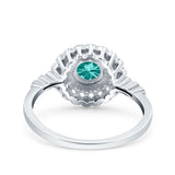Halo Art Deco Wedding Engagement Bridal Ring Round Simulated Cubic Zirconia 925 Sterling Silver