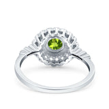 Halo Art Deco Wedding Engagement Bridal Ring Round Simulated Cubic Zirconia 925 Sterling Silver