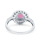 Halo Art Deco Wedding Engagement Bridal Ring Round Simulated Cubic Zirconia 925 Sterling Silver