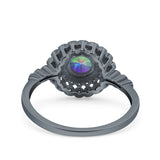 Halo Art Deco Wedding Engagement Bridal Ring Round Simulated Cubic Zirconia 925 Sterling Silver