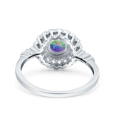 Halo Art Deco Wedding Engagement Bridal Ring Round Simulated Cubic Zirconia 925 Sterling Silver