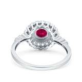 Halo Art Deco Wedding Engagement Bridal Ring Round Simulated Cubic Zirconia 925 Sterling Silver