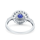 Halo Art Deco Wedding Engagement Bridal Ring Round Simulated Cubic Zirconia 925 Sterling Silver