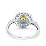 Halo Art Deco Wedding Engagement Bridal Ring Round Simulated Cubic Zirconia 925 Sterling Silver