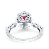 Vintage Art Deco Halo Oval Wedding Engagement Bridal Ring Round Simulated Cubic Zirconia 925 Sterling Silver