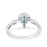 Starburst Teardrop Dainty Art Deco Pear Wedding Bridal Ring Round Simulated Cubic Zirconia 925 Sterling Silver