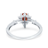 Starburst Teardrop Dainty Art Deco Pear Wedding Bridal Ring Round Simulated Cubic Zirconia 925 Sterling Silver