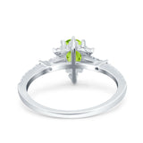 Starburst Teardrop Dainty Art Deco Pear Wedding Bridal Ring Round Simulated Cubic Zirconia 925 Sterling Silver
