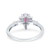 Starburst Teardrop Dainty Art Deco Pear Wedding Bridal Ring Round Simulated Cubic Zirconia 925 Sterling Silver