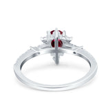 Starburst Teardrop Dainty Art Deco Pear Wedding Bridal Ring Round Simulated Cubic Zirconia 925 Sterling Silver