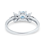 Art Deco Engagement Ring Simulated Black Round Simulated Cubic Zirconia 925 Sterling Silver