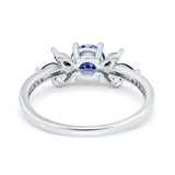 Art Deco Engagement Ring Simulated Black Round Simulated Cubic Zirconia 925 Sterling Silver