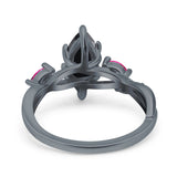 Infinity Twist Marquise Wedding Ring Simulated Cubic Zirconia & Ruby 925 Sterling Silver