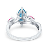 Infinity Twist Marquise Wedding Ring Simulated Cubic Zirconia & Ruby 925 Sterling Silver