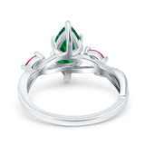 Infinity Twist Marquise Wedding Ring Simulated Cubic Zirconia & Ruby 925 Sterling Silver