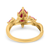 Infinity Twist Marquise Wedding Ring Simulated Cubic Zirconia & Ruby 925 Sterling Silver