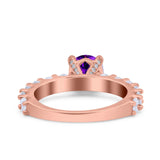 Art Deco Wedding Bridal Ring Round Simulated Cubic Zirconia 925 Sterling Silver
