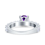 Art Deco Wedding Bridal Ring Round Simulated Cubic Zirconia 925 Sterling Silver