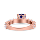 Art Deco Wedding Bridal Ring Round Simulated Cubic Zirconia 925 Sterling Silver