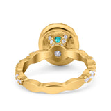 Oval Art Deco Halo Engagement Wedding Bridal Ring Round Simulated Cubic Zirconia 925 Sterling Silver