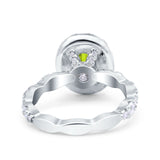 Oval Art Deco Halo Engagement Wedding Bridal Ring Round Simulated Cubic Zirconia 925 Sterling Silver