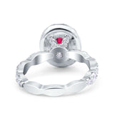 Oval Art Deco Halo Engagement Wedding Bridal Ring Round Simulated Cubic Zirconia 925 Sterling Silver