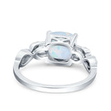 Art Deco Cushion Cut Wedding Engagement Bridal Ring Simulated Cubic Zirconia 925 Sterling Silver
