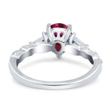 Art Deco Pear Shape Wedding Bridal Ring Triangle Simulated Cubic Zirconia 925 Sterling Silver