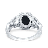 Infinity Twisted Shank Art Deco Halo Oval Wedding Engagement Ring Round Simulated Cubic Zirconia 925 Sterling Silver