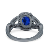 Infinity Twisted Shank Art Deco Halo Oval Wedding Engagement Ring Round Simulated Cubic Zirconia 925 Sterling Silver