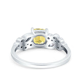 Vintage Style Art Deco Cushion and Marquise Wedding Engagement Ring Simulated Cubic Zirconia 925 Sterling Silver