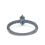 Vintage Style Twisted Half Eternity Band Marquise Wedding Engagement Ring Simulated Cubic Zirconia 925 Sterling Silver