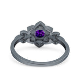 Halo Art Deco Cluster Floral Wedding Engagement Ring Round Simulated Cubic Zirconia 925 Sterling Silver