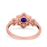 Halo Art Deco Cluster Floral Wedding Engagement Ring Round Simulated Cubic Zirconia 925 Sterling Silver