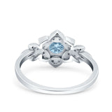 Halo Art Deco Cluster Floral Wedding Engagement Ring Round Simulated Cubic Zirconia 925 Sterling Silver