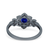 Halo Art Deco Cluster Floral Wedding Engagement Ring Round Simulated Cubic Zirconia 925 Sterling Silver