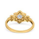 Halo Art Deco Cluster Floral Wedding Engagement Ring Round Simulated Cubic Zirconia 925 Sterling Silver