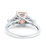 Art Deco Emerald Cut Wedding Bridal Ring Round Simulated Cubic Zirconia 925 Sterling Silver