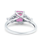 Art Deco Emerald Cut Wedding Bridal Ring Round Simulated Cubic Zirconia 925 Sterling Silver