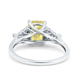 Art Deco Emerald Cut Wedding Bridal Ring Round Simulated Cubic Zirconia 925 Sterling Silver
