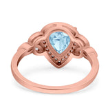 Halo Art Deco Wedding Pear Bridal Ring Marquise Round Simulated Cubic Zirconia 925 Sterling Silver