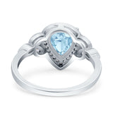 Halo Art Deco Wedding Pear Bridal Ring Marquise Round Simulated Cubic Zirconia 925 Sterling Silver