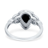 Halo Art Deco Wedding Pear Bridal Ring Marquise Round Simulated Cubic Zirconia 925 Sterling Silver
