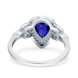 Halo Art Deco Wedding Pear Bridal Ring Marquise Round Simulated Cubic Zirconia 925 Sterling Silver