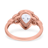 Halo Art Deco Wedding Pear Bridal Ring Marquise Round Simulated Cubic Zirconia 925 Sterling Silver