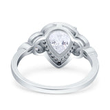 Halo Art Deco Wedding Pear Bridal Ring Marquise Round Simulated Cubic Zirconia 925 Sterling Silver